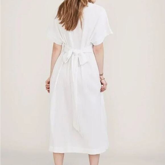 Hatch The Carolina Short Sleeve V Neck Cotton Maternity Dress White Women Size 0 - Picture 4 of 7